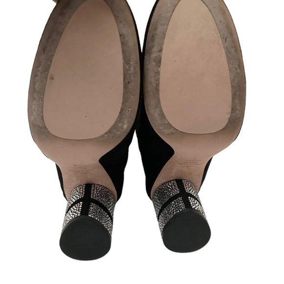 Stuart Weitzman Flash 75 Crystal Embellished Heeled Suede Sock Boots - Picture 9 of 16